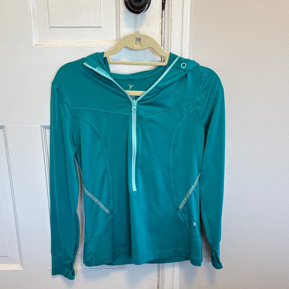 Teal Hooded Pullover with Zipper